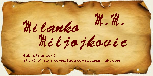 Milanko Miljojković vizit kartica